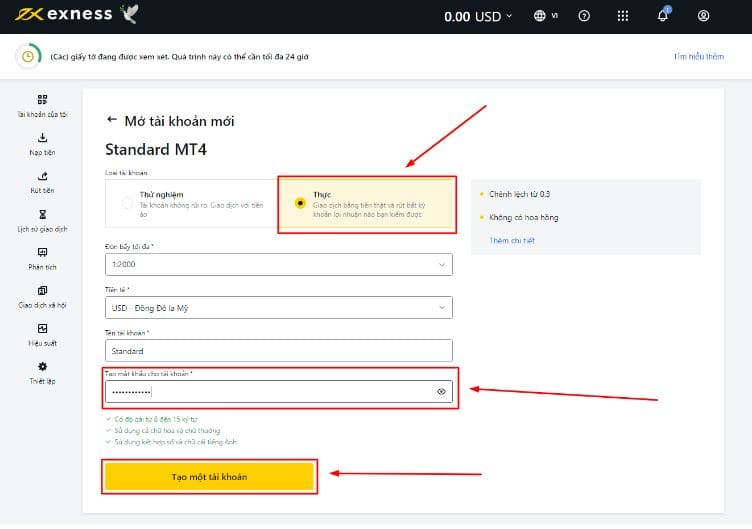 Giao diện trang chủ Exness với nút đăng ký tài khoản nổi bật