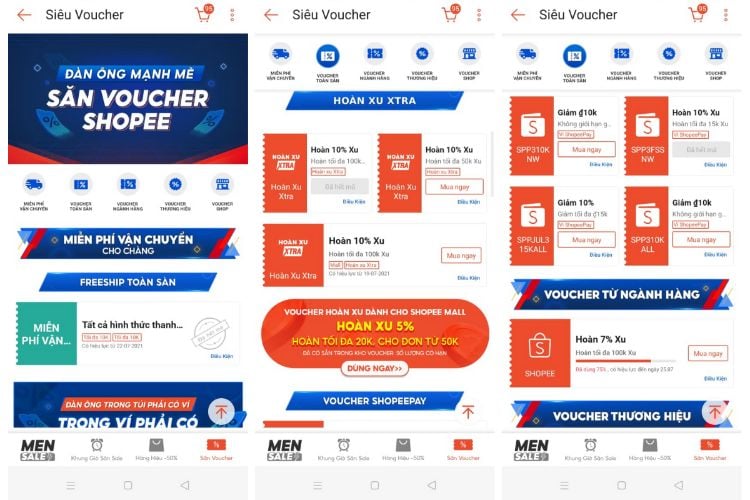 các sàn nhận voucher khuyến mãi hot